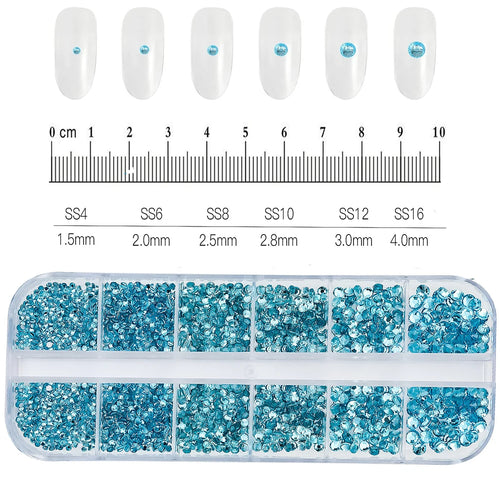 12Grids Mixed Mini Christmas Gems Nail Charms 2mm Luxury Crystal Nail