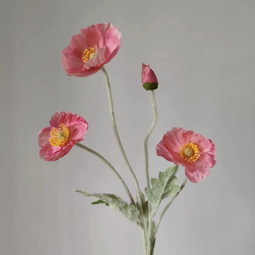 Artificial Flowers Fake Poppy Silk Flowers Long Stem Housewarming