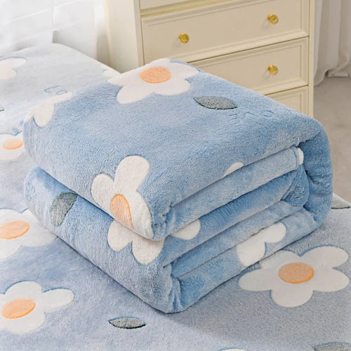 Cozy Floral Flannel Throw Blanket Soft Machine Washable All-Season