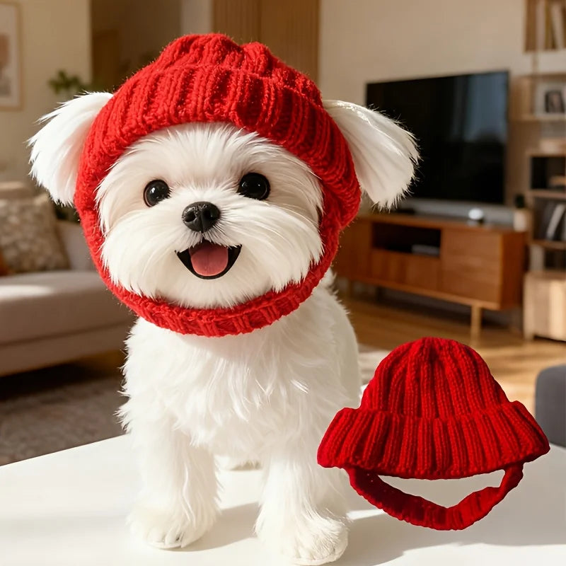 Maltese Dog Beanie Hat, Cozy Soft Knit with Ear Flaps, Cute Playful