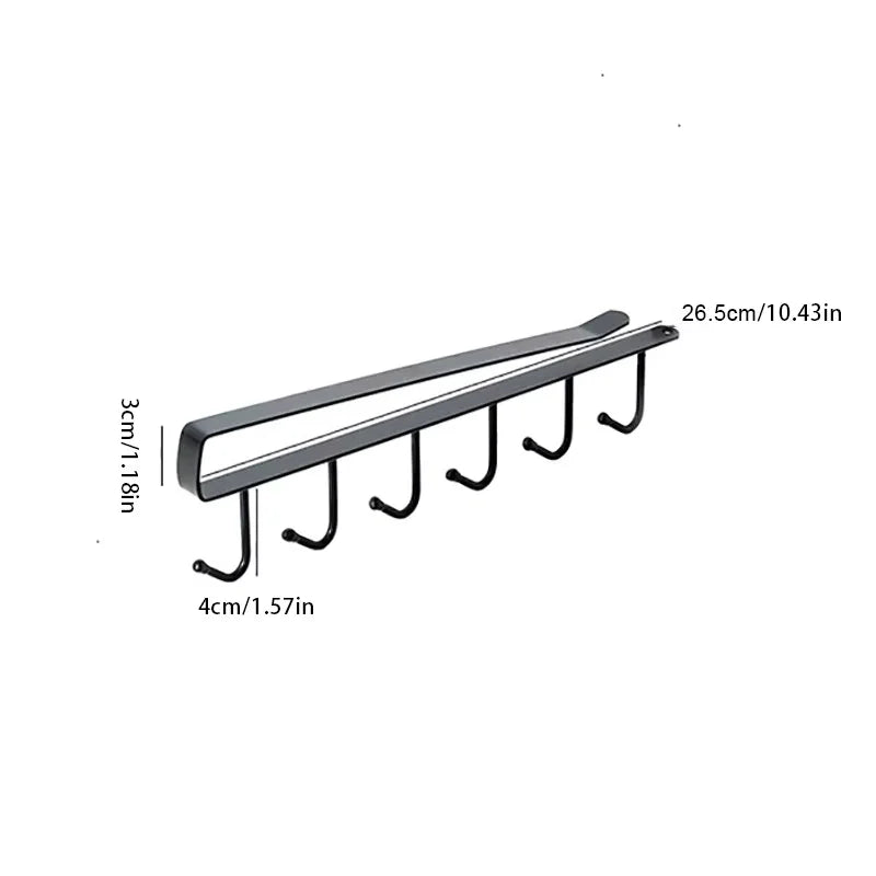 Multifunction 6 Hook Coffee Cup Mug Holder Black White Hooks Shelf