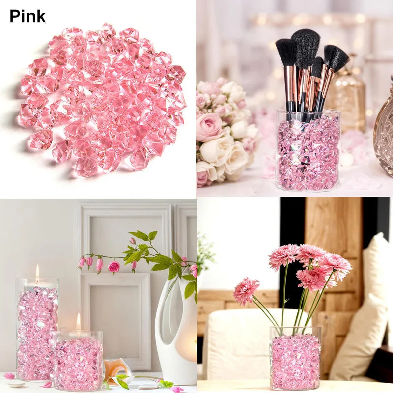 100pcs 11x14mm Crystals Plastic Gems Home Vase Decoration Multi