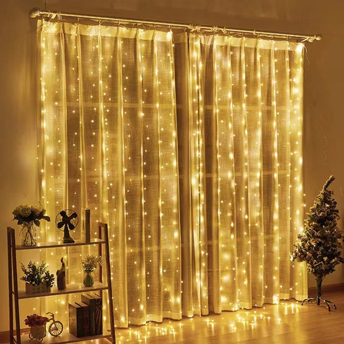 Christmas Lights LED Fairy String Curtain Lights 8 Mode Remote USB