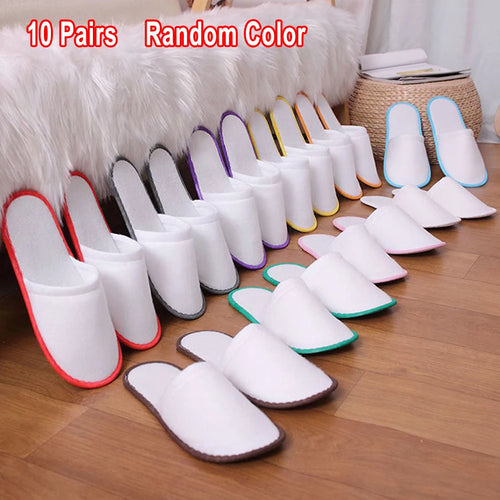 10 Pairs Lot Hotel Slippers Men Womens Top Quality Velvet Travel