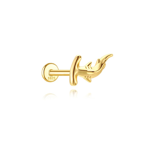 AIDE 1PC 925 Sterling Silver Lucky Red Koi Piercing Earring For Women