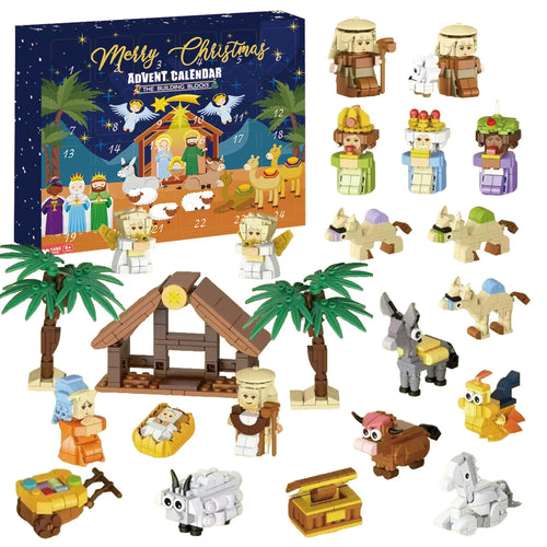 DIY Christmas Advent Calendar Gift Box Nativity Jesus Bricks Toys