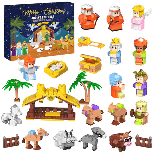 DIY Christmas Advent Calendar Gift Box Nativity Jesus Bricks Toys