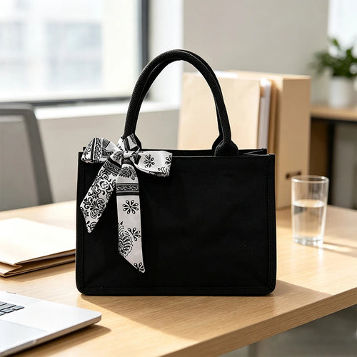 Leisure thickened handheld canvas tote bag black three-dimensional men