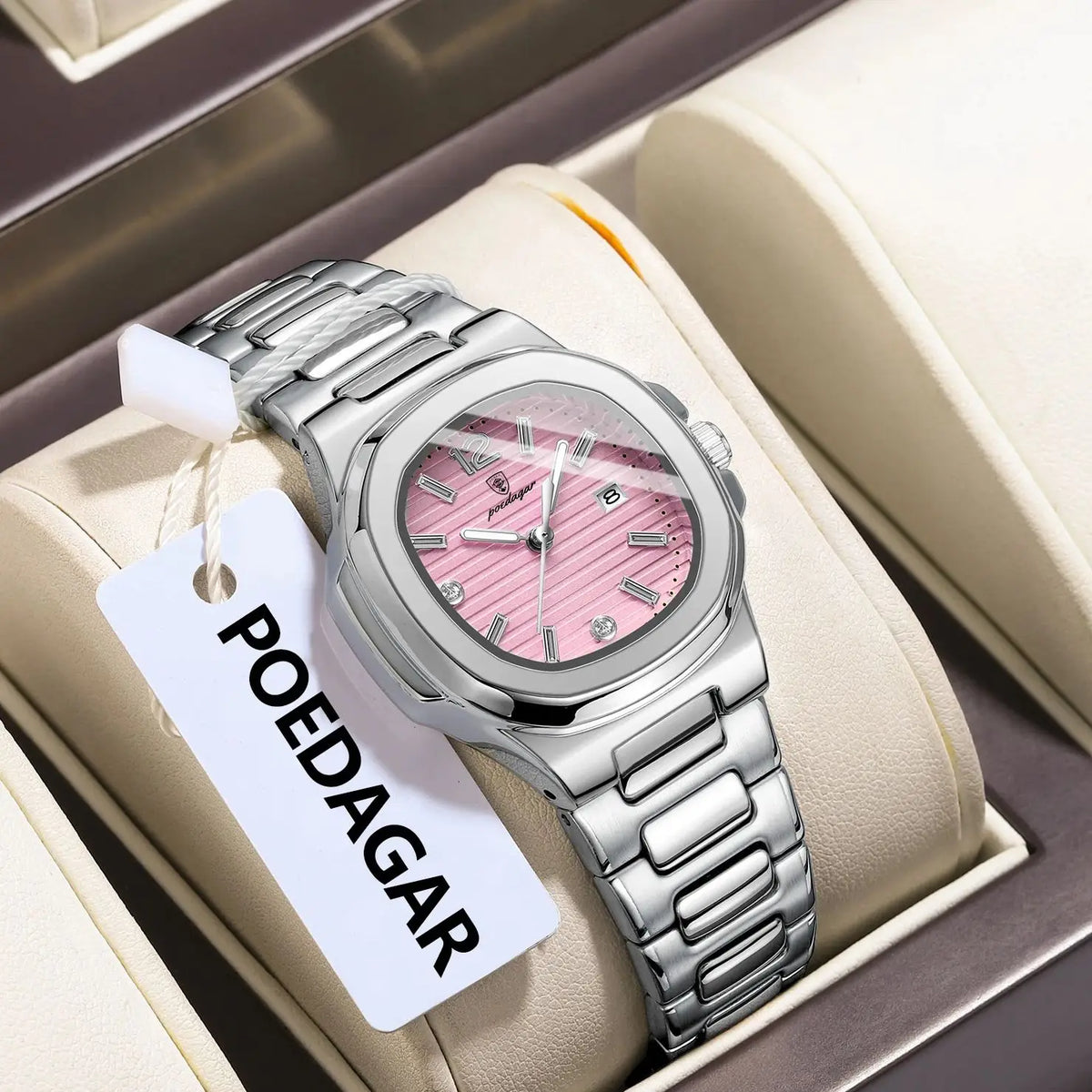 POEDAGAR Square Fashion Woman Wristwatch Luminous Waterproof Date