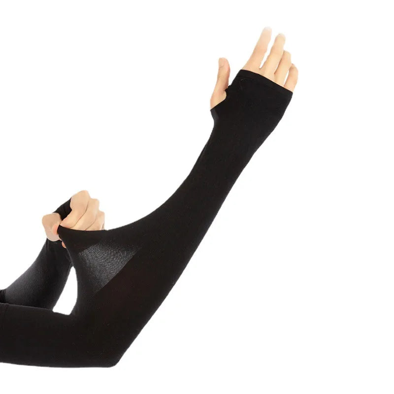 Ice Silk UV Protection Arm Sleeves Men Women Solid Color Cycling Arm