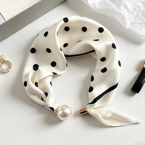 Elegant Chic Pearl Stripe Scarfs Women Fashion Convenient Magnetic