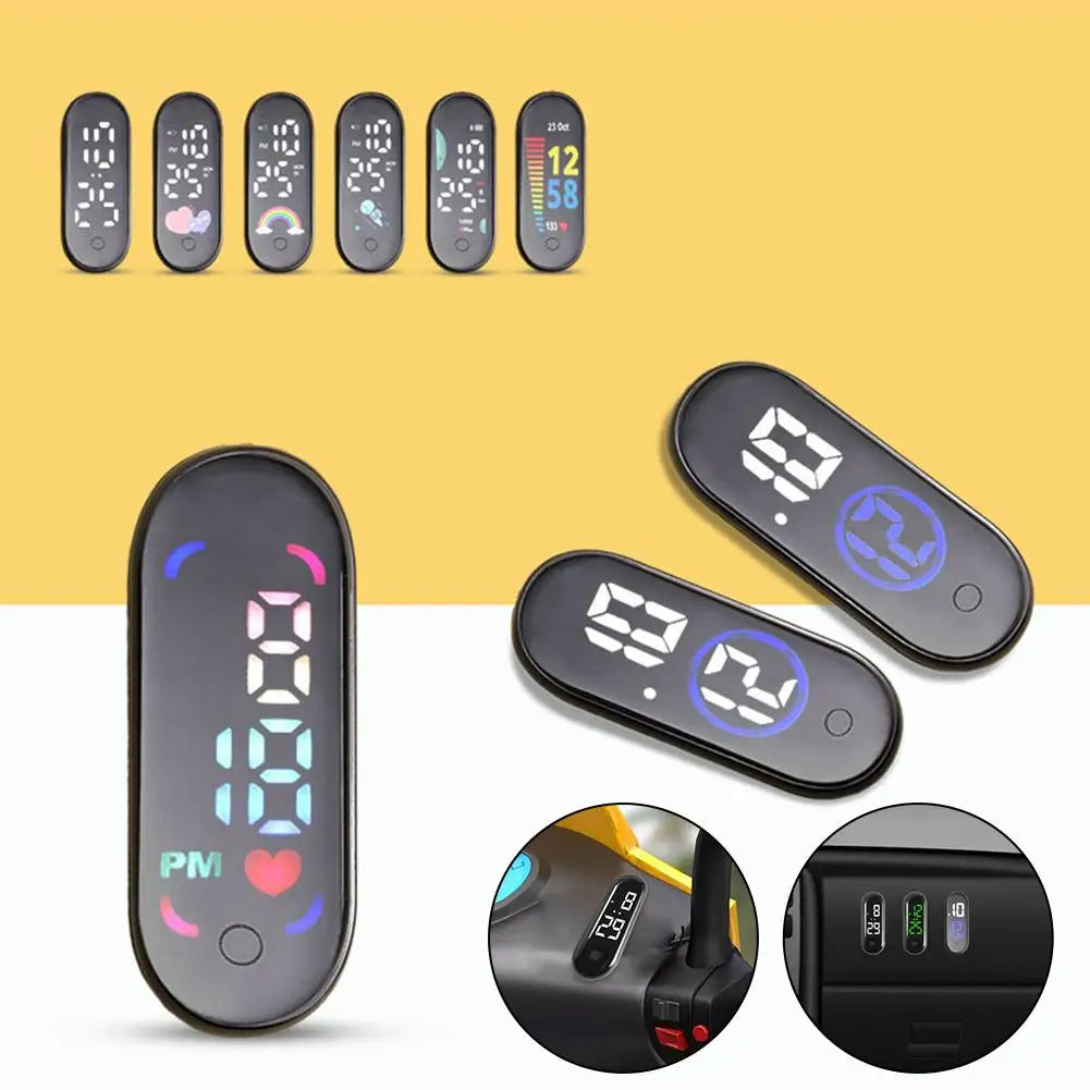 Mini Electric Car Clock LED Movement Touch Waterproof Portable Car