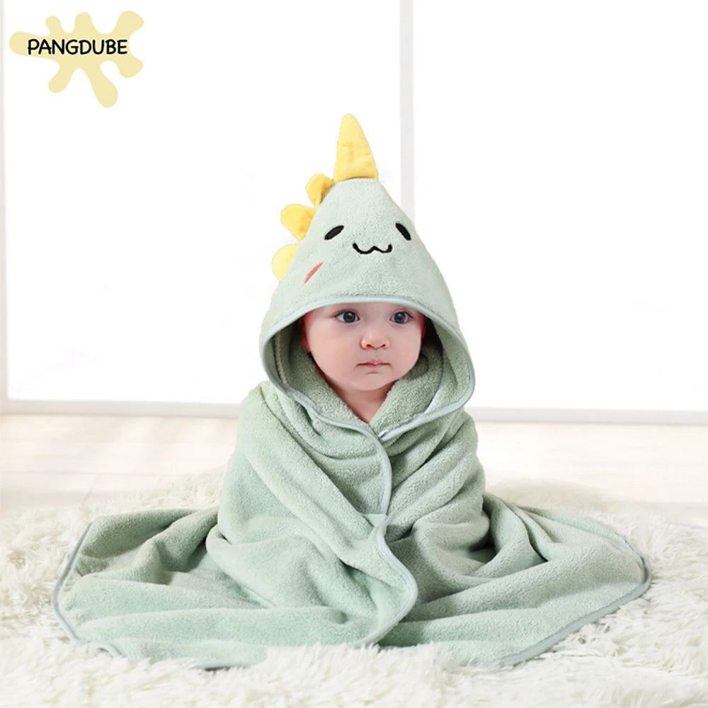 PANGDUBE Cartoon Animal Baby Bath Towel with Hood Coral Velvet Soft
