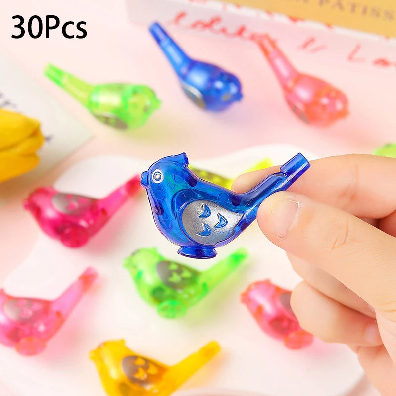 30 Pcs Colorful Mini Bird Plastic Water Whistles Noise Maker Toys