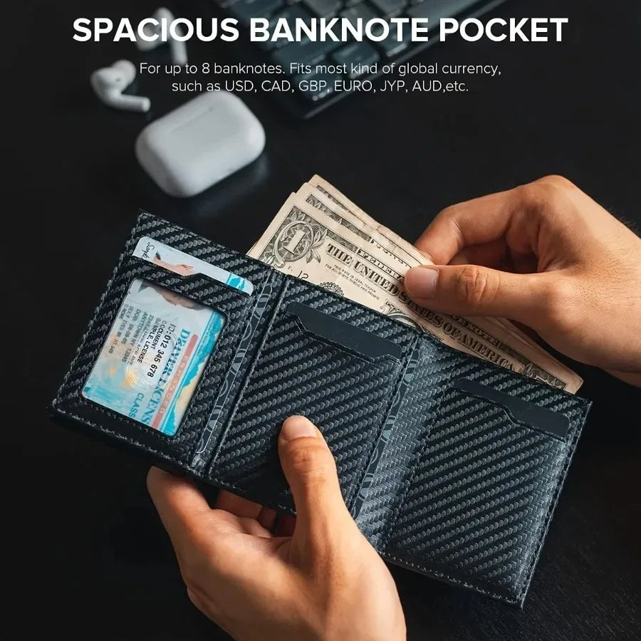 Men's Wallet with Zipper Coin Purse Automatic Pop-up Metal Credit Card