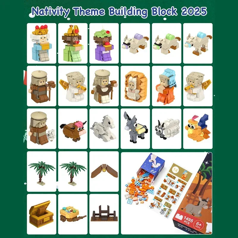 DIY Christmas Advent Calendar Gift Box Nativity Jesus Bricks Toys