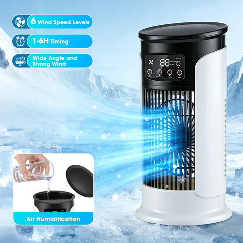 3 in 1 Portable Air Cooler with Humidifier 6 Wind Speed Fast Cooling