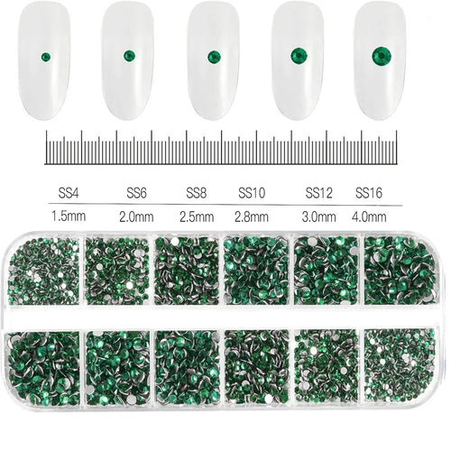 12Grids Mixed Mini Christmas Gems Nail Charms 2mm Luxury Crystal Nail