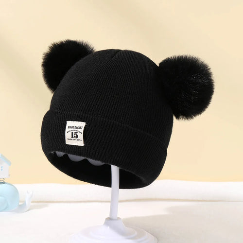 Autumn Winter Baby Warm Knitted Hats With Pom Kids Knit Beanie Hat