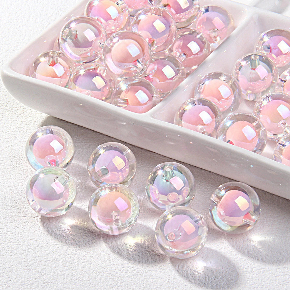 108/54pcs 8/10mm Pink Color Acrylic Beads, Interval Beads. Loose Beads