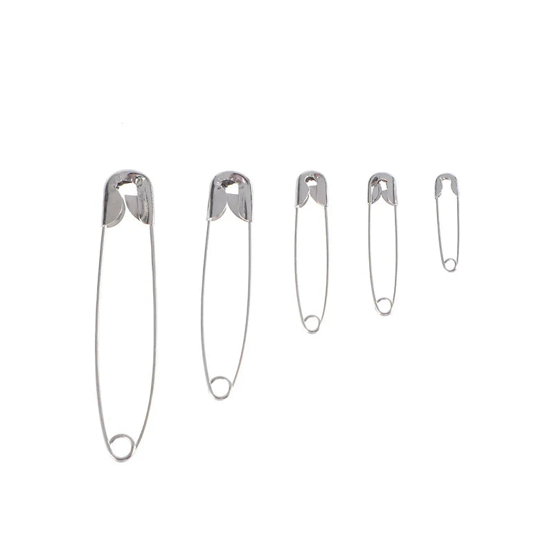 Silver Safety Pins Kit With Storage Box for Clothes Sewing And Jewelry