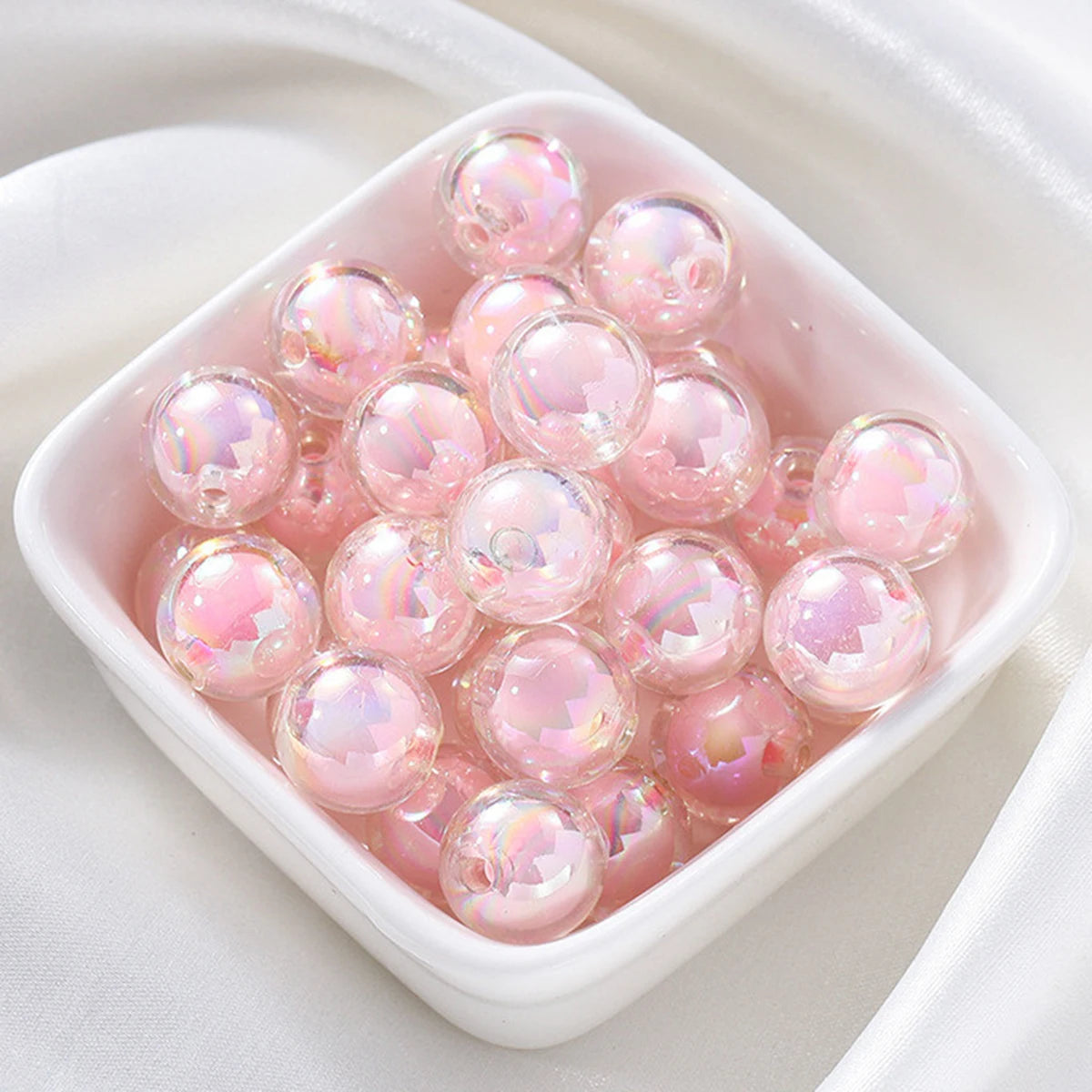 108/54pcs 8/10mm Pink Color Acrylic Beads, Interval Beads. Loose Beads