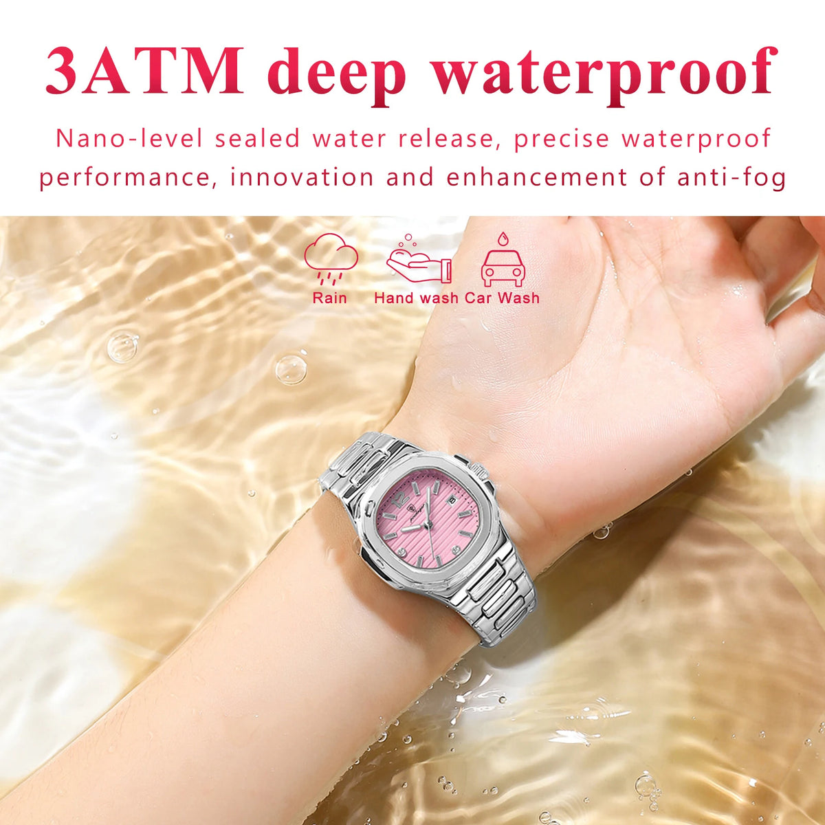 POEDAGAR Square Fashion Woman Wristwatch Luminous Waterproof Date