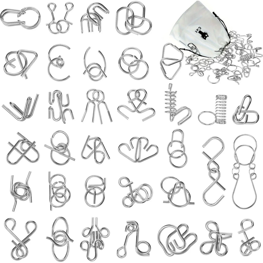 Metal Wire Puzzle Set, Brain Teaser IQ Test Disentanglement Iron Link