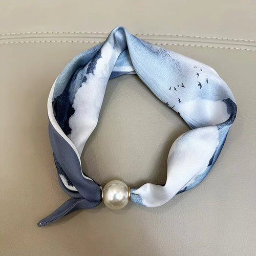 Elegant Pearl Tail Magnetic Clasp Scarf Summer New Versatile