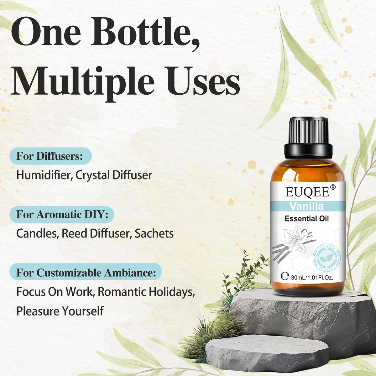 30ML Pure Essential Oil Vanilla Lavender Mint Rose for Aromatherapy