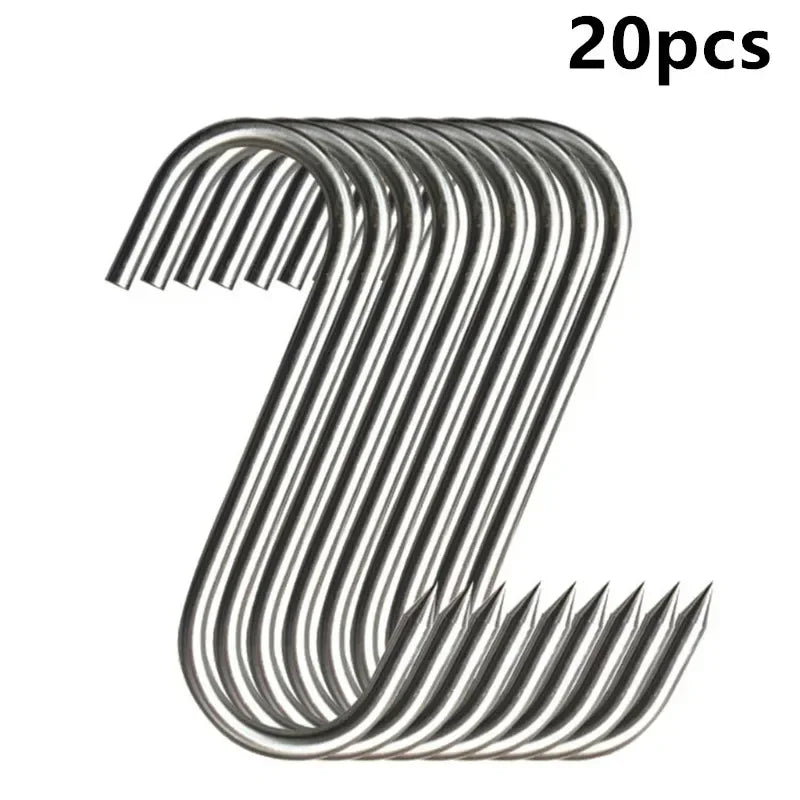 Stainless Steel S Hooks with Sharp Tip Utensil Meat Clothes Hanger