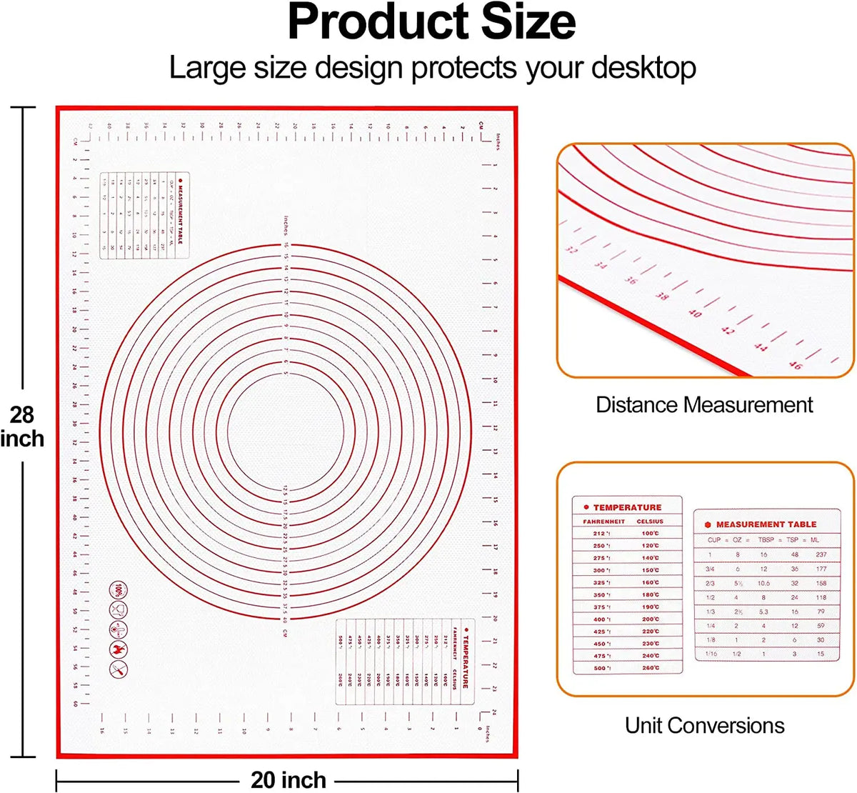 UNTIOR Kneading Dough Mat Silicone Baking Mat Pizza Cake Dough
