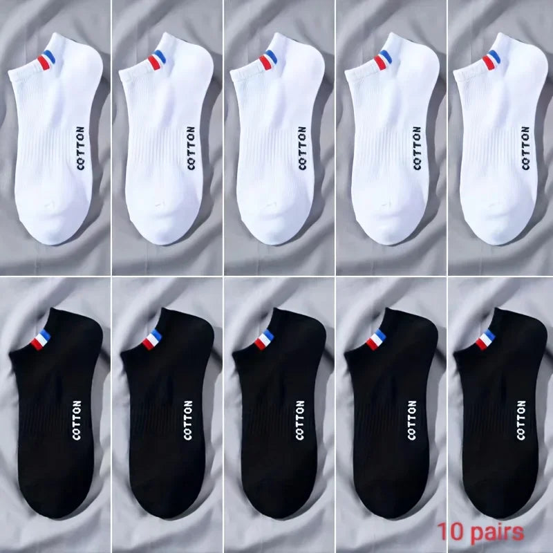 5/10Pairs Of Men's Simple Solid Liner Anklets Socks, Comfy Breathable