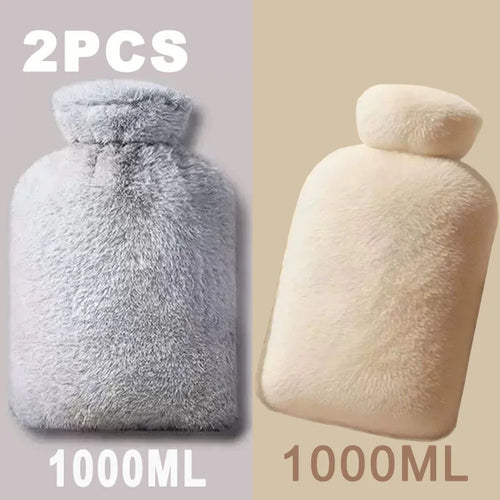 1/2PCS1000ML Soft Hand Warmer Hot Water Bag Bottles Removable Washable