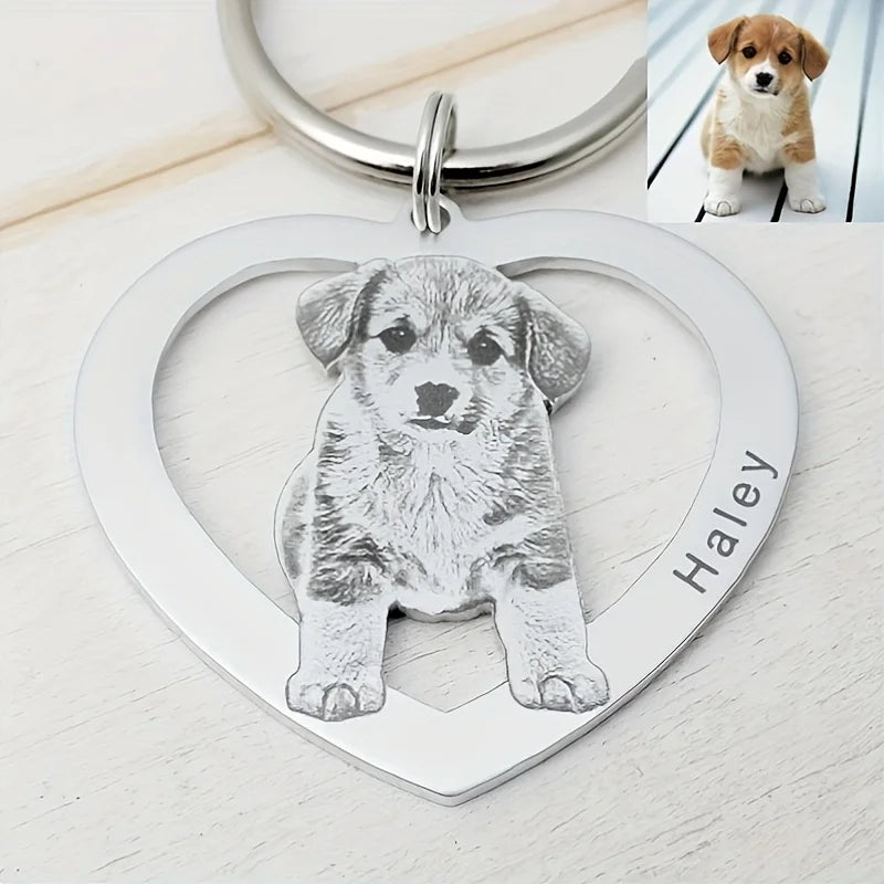 Personalized Stainless Steel Heart-Shaped Keychain