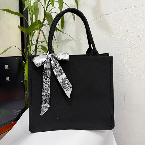 Leisure thickened handheld canvas tote bag black three-dimensional men