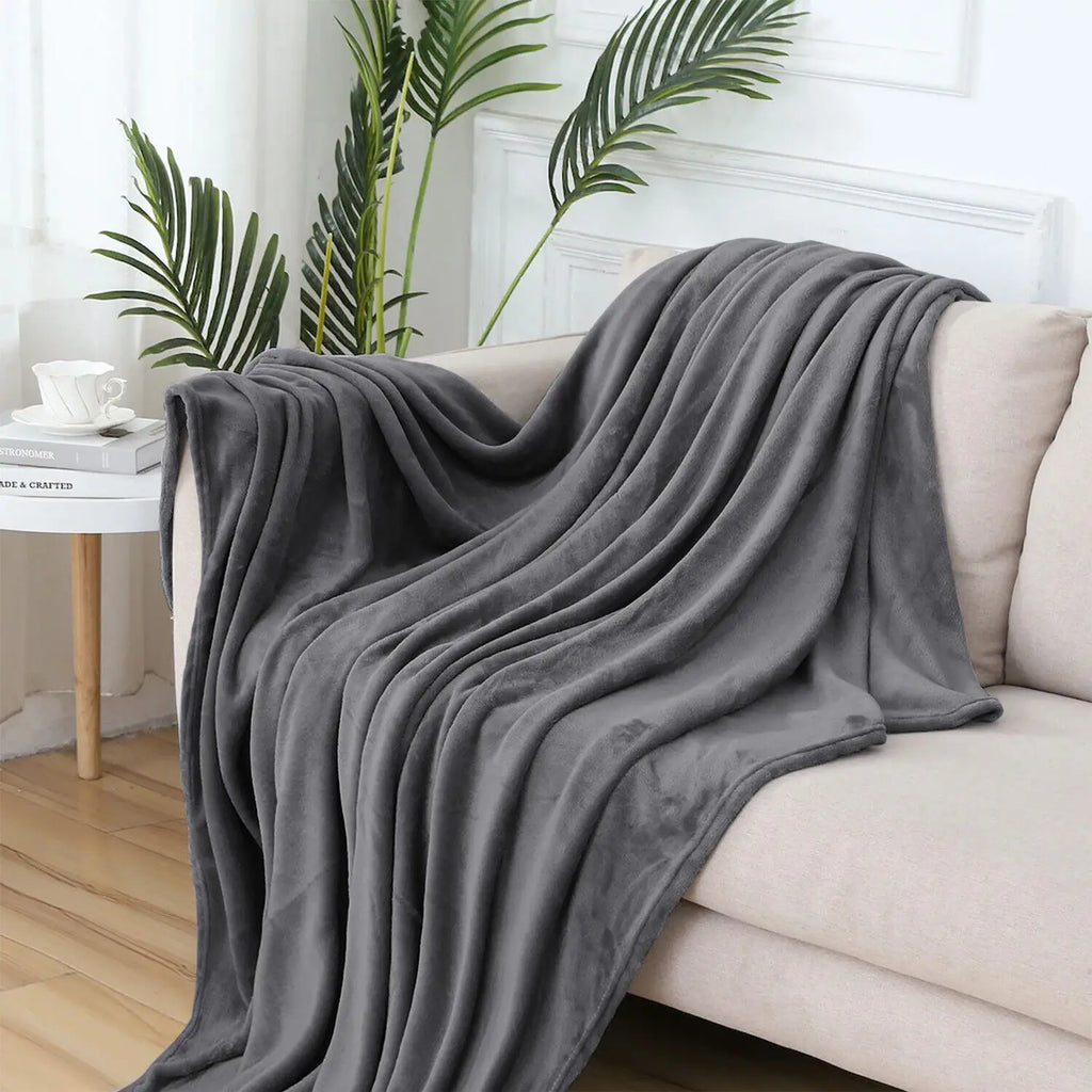 Fleece Blanket Solid Throw Blankets for Couch & Bed, Plush Cozy Fuzzy