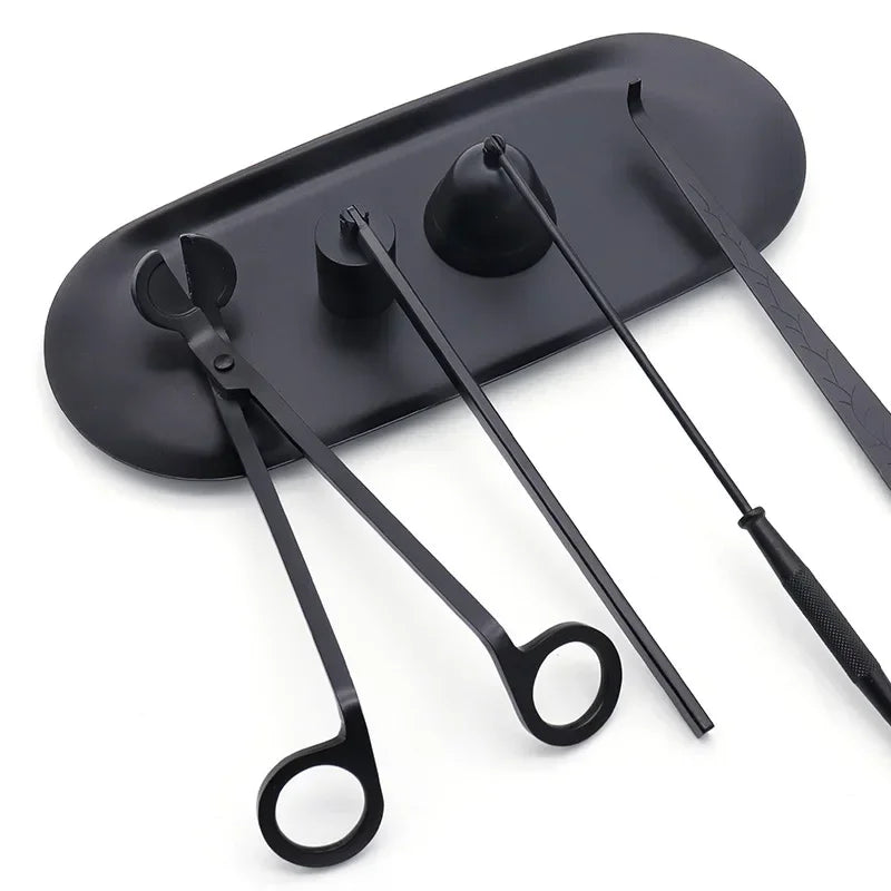 5 Styles Black Candle Extinguishers Scented Candle Trays, Scissors