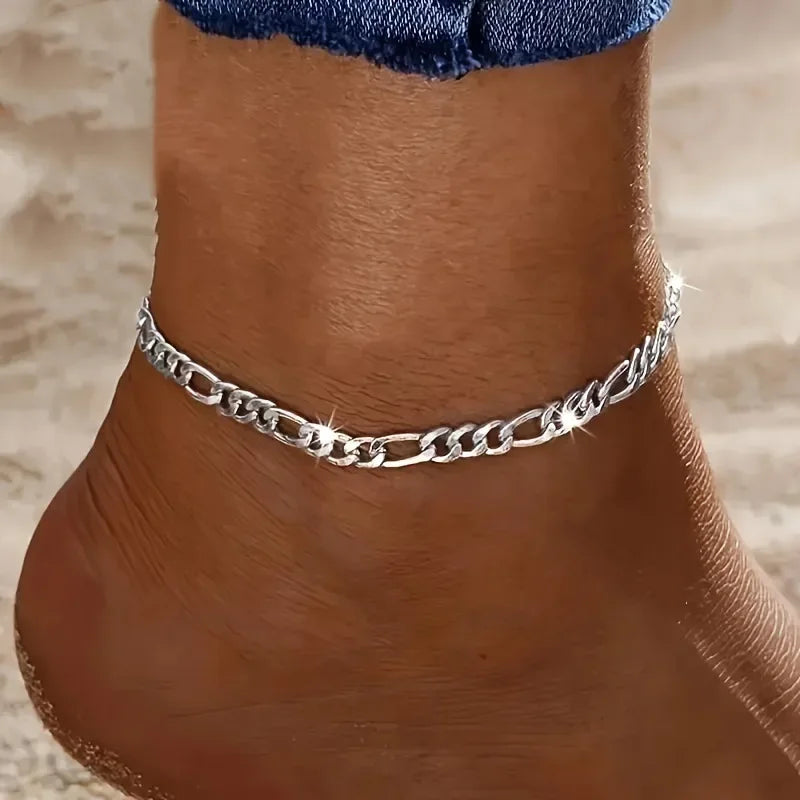 Hot Luxury 925 Sterling Silver Bracelets Anklet Y2K 4MM Chain