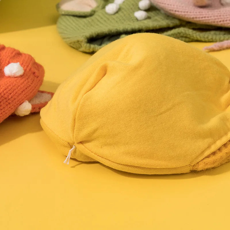 Cute Cartoon Baby Ear Protection Cap Winter Warm Infant Woolen Knitted