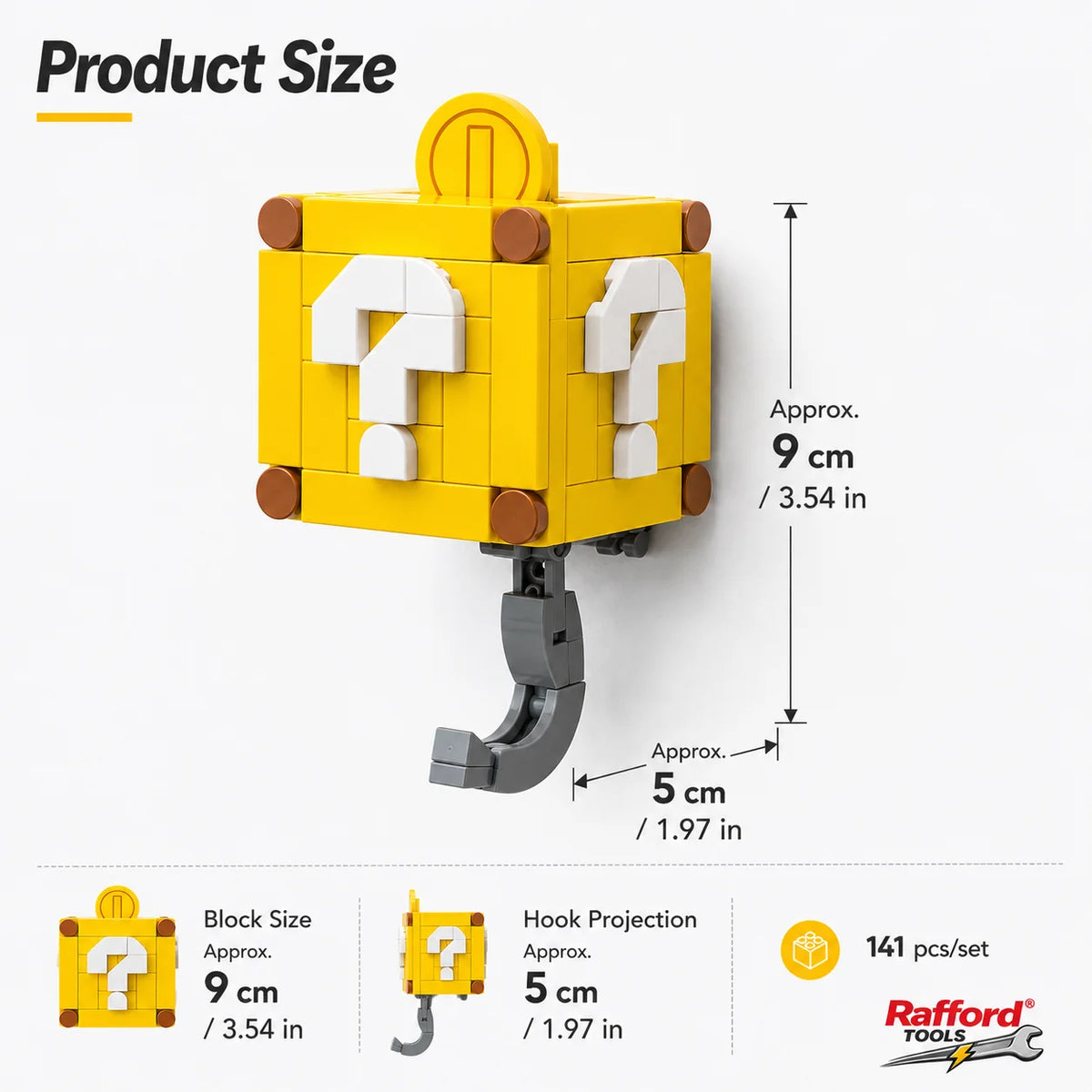 Rafford 141PCS Coin Building Blocks Keychain Set DIY Mini Brick Kit
