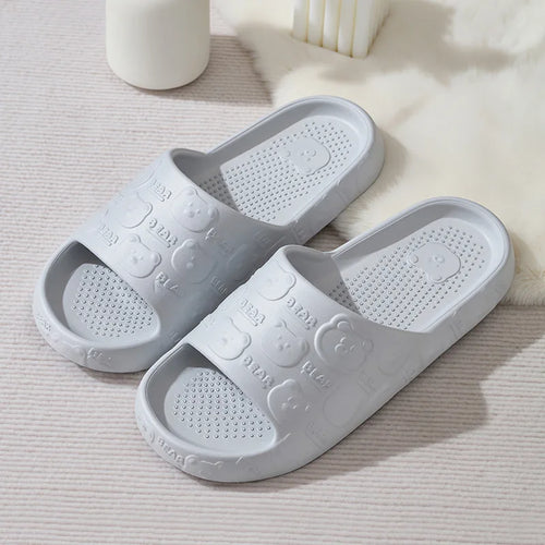 Couple Printting Cute Bear Women Slippers Summer Indoor Soft Cartoon