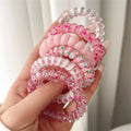 6pcs Sweet Cute Colorful Spiral Hair Ties Resin Jelly Coil Hair Rings