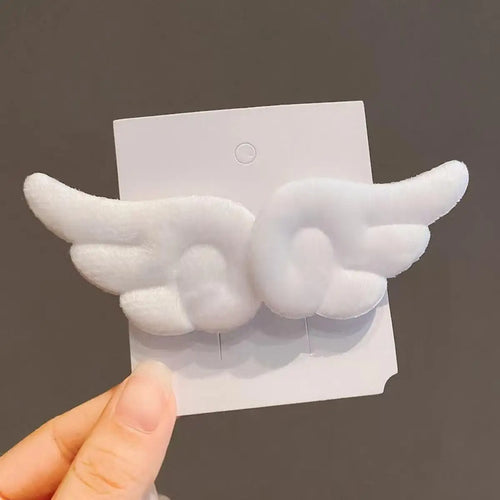 2 Pcs Sweet Angel Wing Plush Hair Clips Girl Bangs Cute Hairpin Simple