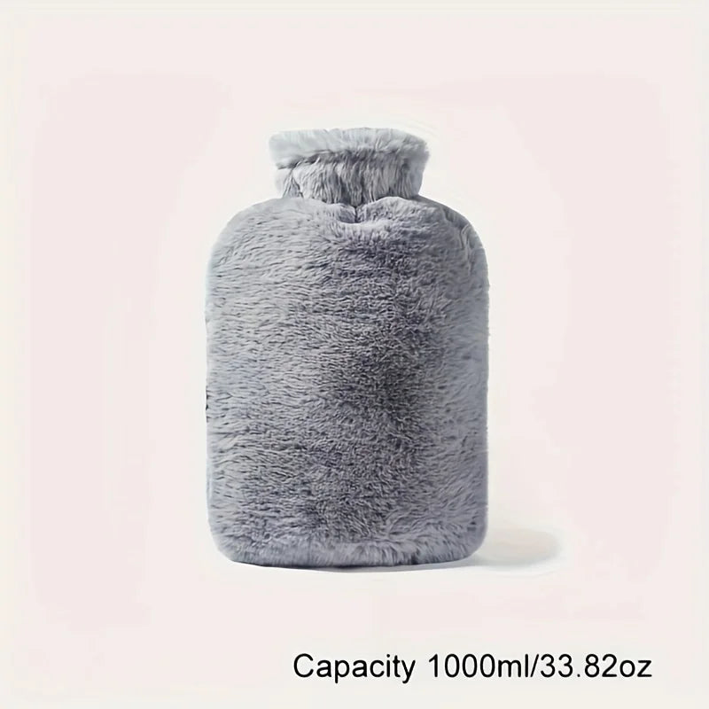 1L/2L PVC Plush Hot Water Bottle – Leak-Proof Large-Capacity Bed &