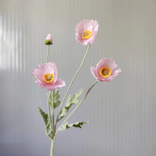 Artificial Flowers Fake Poppy Silk Flowers Long Stem Housewarming