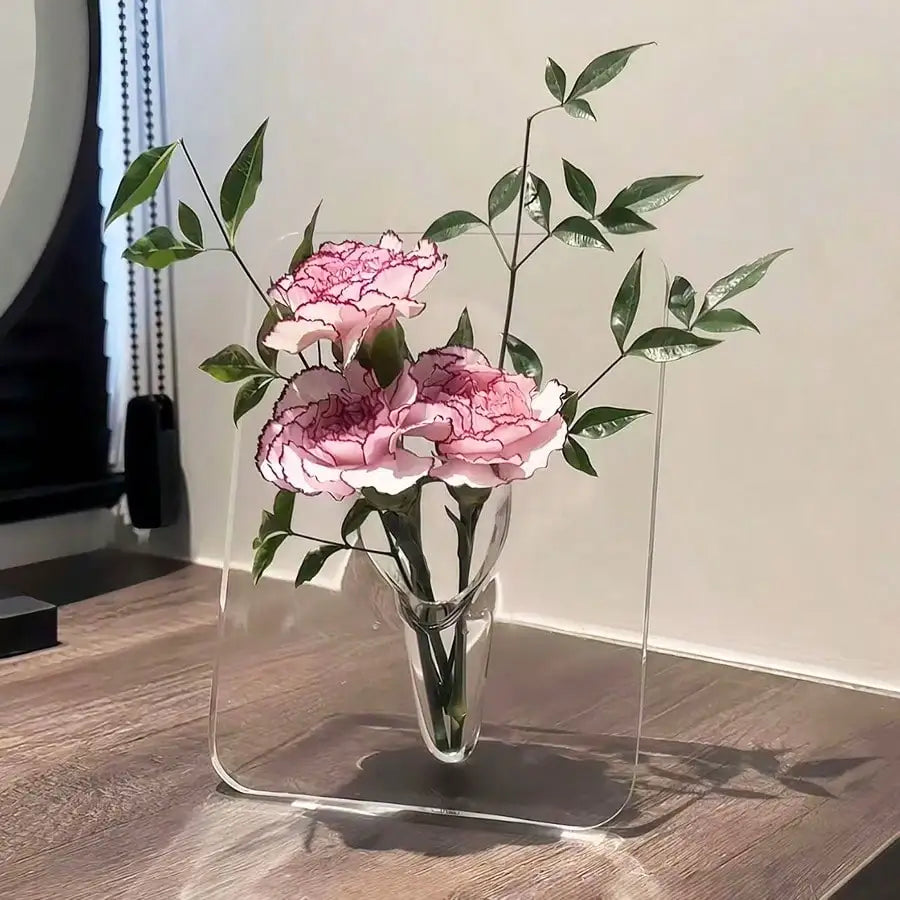 Frame Flower Vase - Clear Acrylic Vase for Flowers, Modern Art Vases