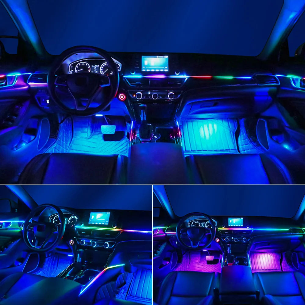 Universal LED Car Ambient Light RGB 64 213 Color Acrylic Strips