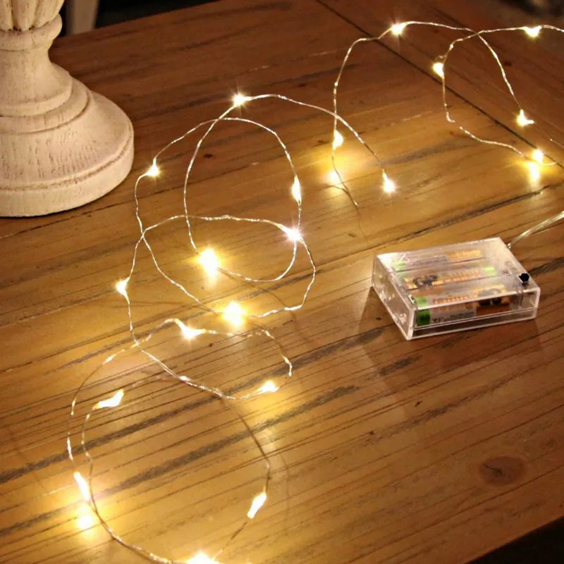 LED Copper Wire String Lights 3XAA Battery Operated Christmas