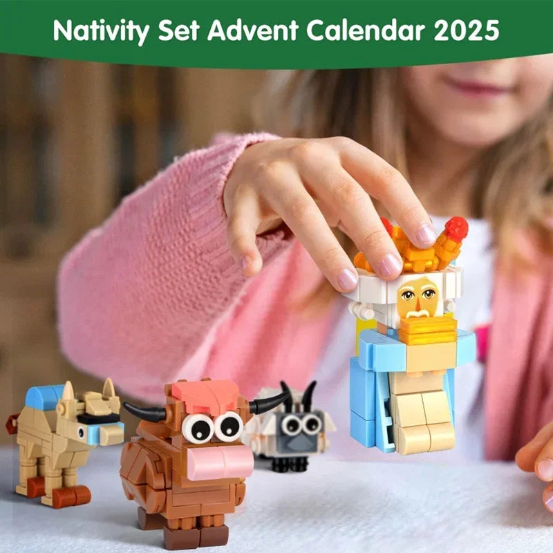 DIY Christmas Advent Calendar Gift Box Nativity Jesus Bricks Toys